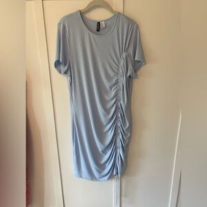 Elegant Blue Ruched Dress